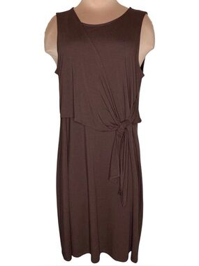 J Jill | NWT Brown Wearever Tie-Waist Sleeveless Dress L